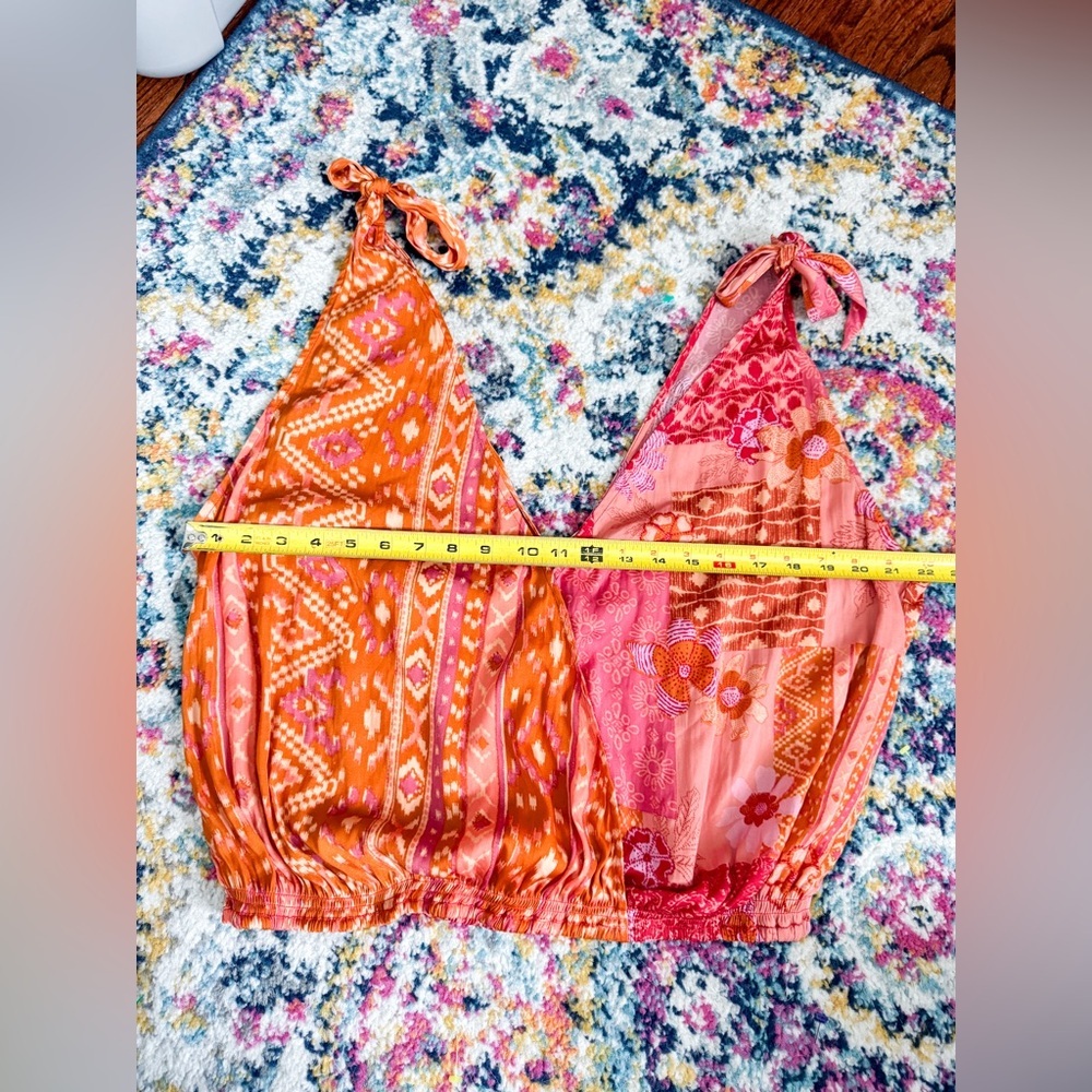 SOLD Free People Tied To You Tank Top Lemonade Combo Pink Orange - Picture 13 of 16